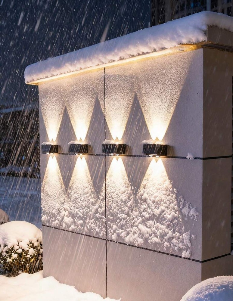 1个/2个/6个户外太阳能壁灯 8LED/10LED(白光,暖光) 家用户外照明灯具 太阳能透镜上下照明壁灯 适用于墙壁、柱子、停车场、车库、花园等。