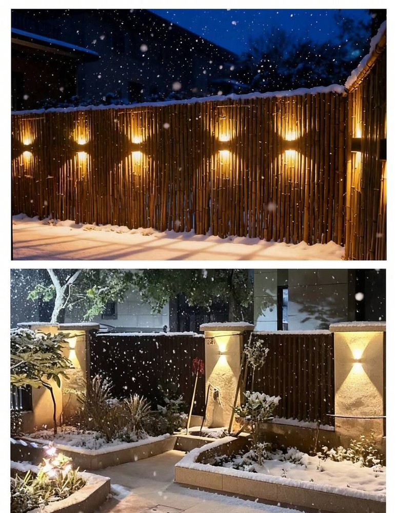 1个/2个/6个户外太阳能壁灯 8LED/10LED(白光,暖光) 家用户外照明灯具 太阳能透镜上下照明壁灯 适用于墙壁、柱子、停车场、车库、花园等。