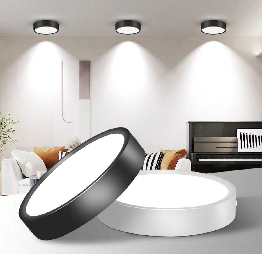 1 件白色嵌入式筒灯,现代 LED 吸顶灯,客厅/卧室吸顶灯,白色圆形 LED 面板灯,5W/10W/15W/25W,冷白/中性白/暖白,AC185-265V,易于安装,适用于卧室、客厅、厨房、走廊、楼梯、地下室、车库、酒吧、商场、书房、陈列室