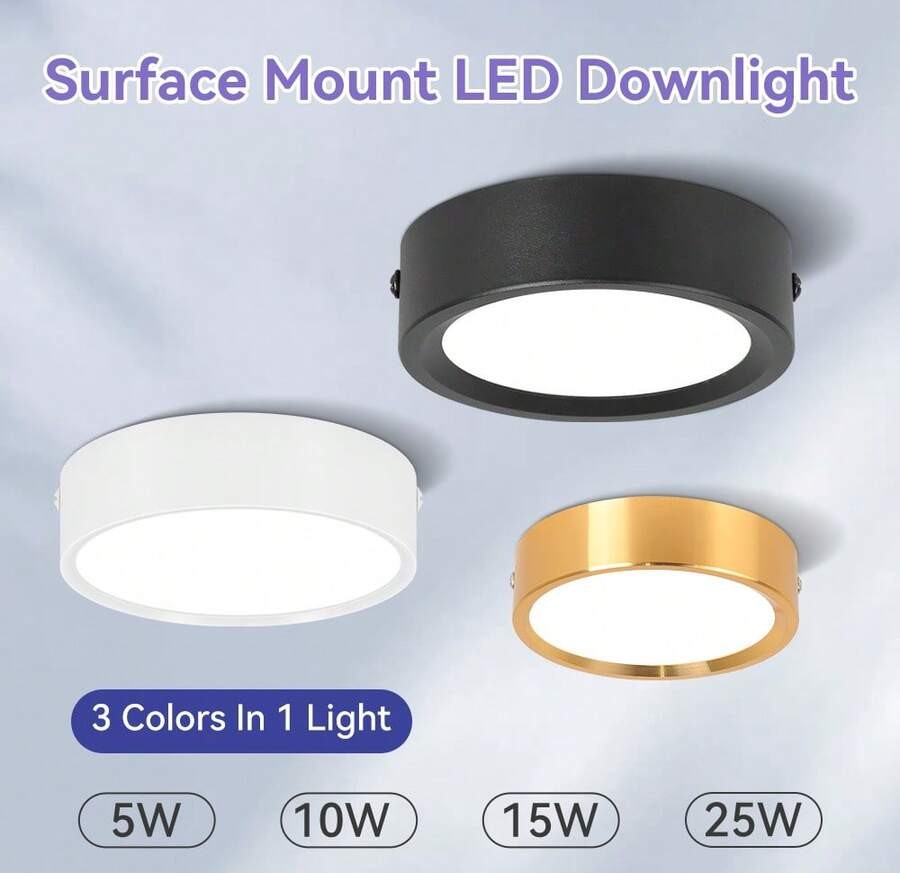 CANMEIJIA 1个可折叠LED嵌入式灯,220V,5W/10W/15W/25W,3种颜色可选,适用于客厅、厨房等室内空间
