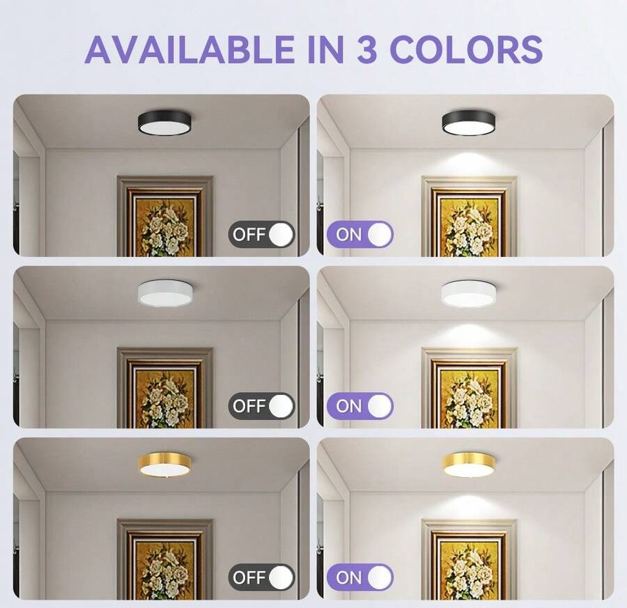 CANMEIJIA 1个可折叠LED嵌入式灯,220V,5W/10W/15W/25W,3种颜色可选,适用于客厅、厨房等室内空间